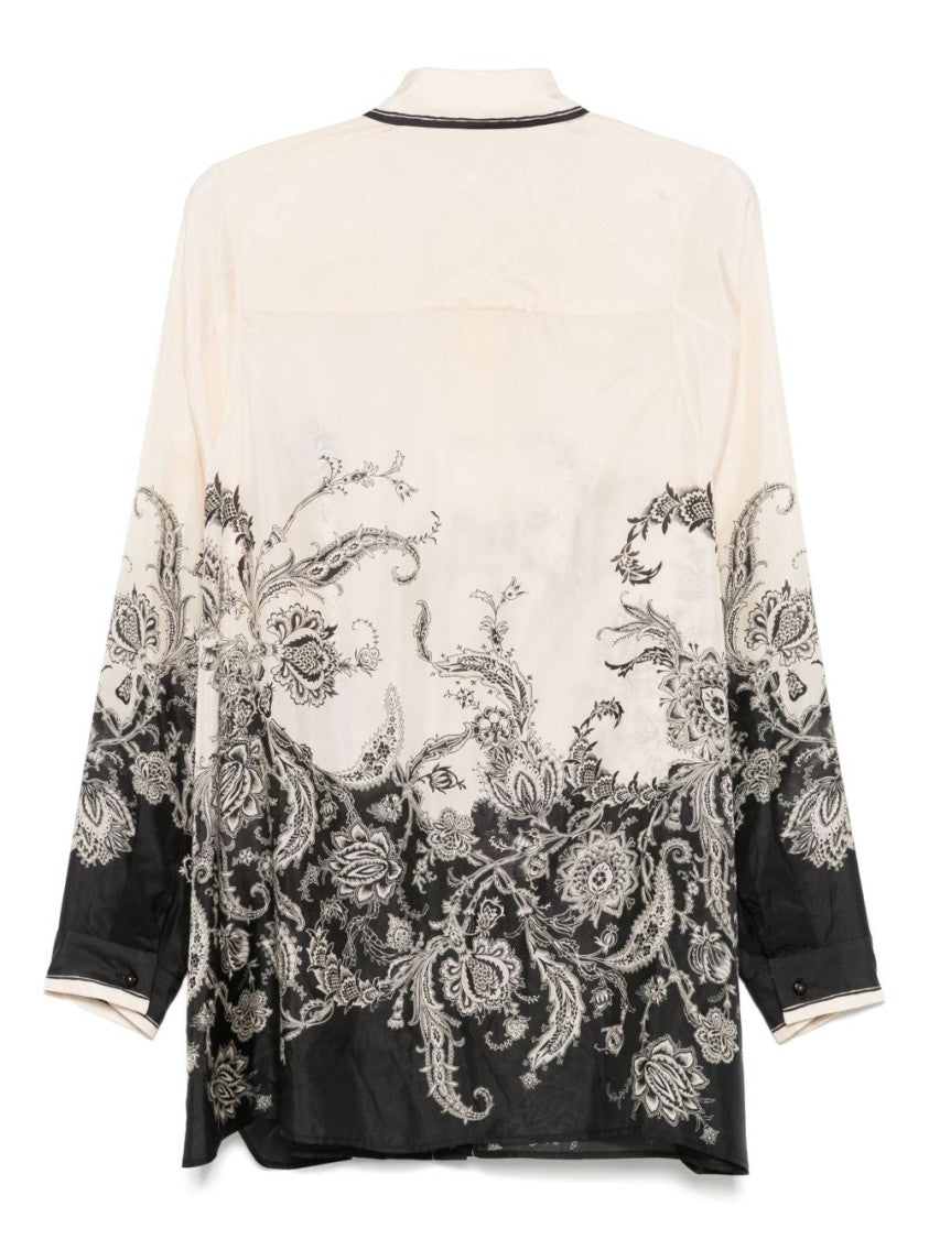 Zimmermann White Floral And Paisley Print Shirt With Contrasting Trim