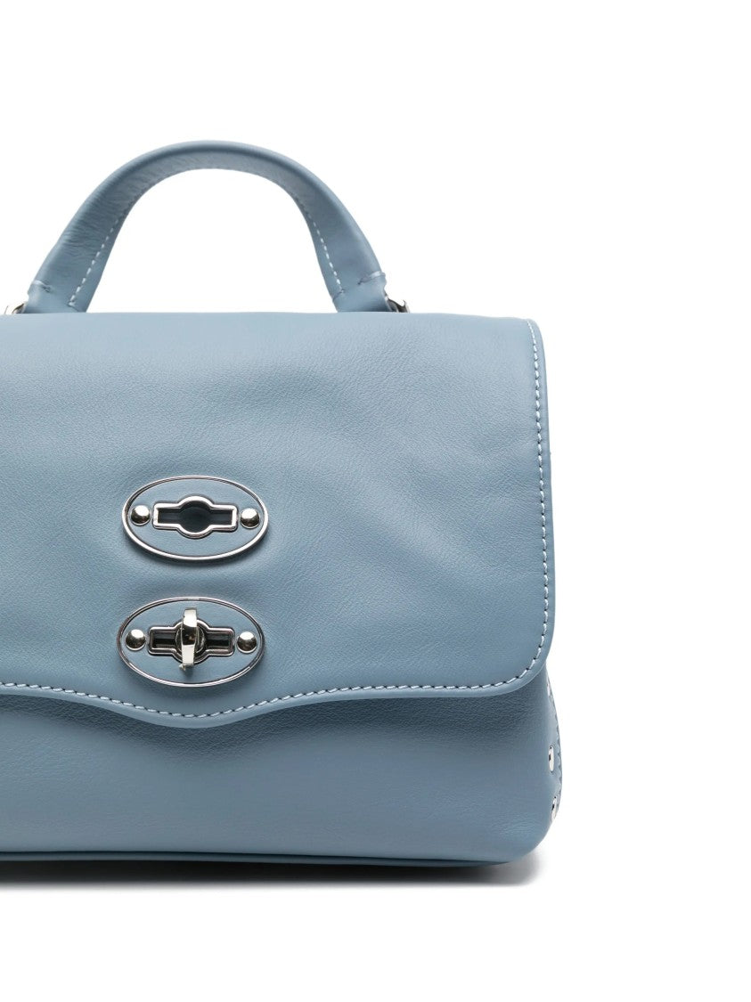 Zanellato Muted Blue Postina Saeta Leather Handbag