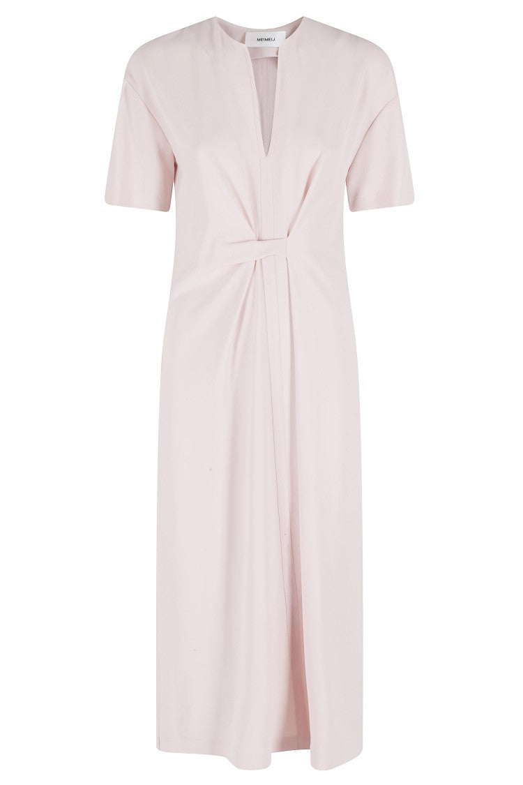 Meimei J. Quartz Draped Waist V-Neck Polyester Midi Dress
