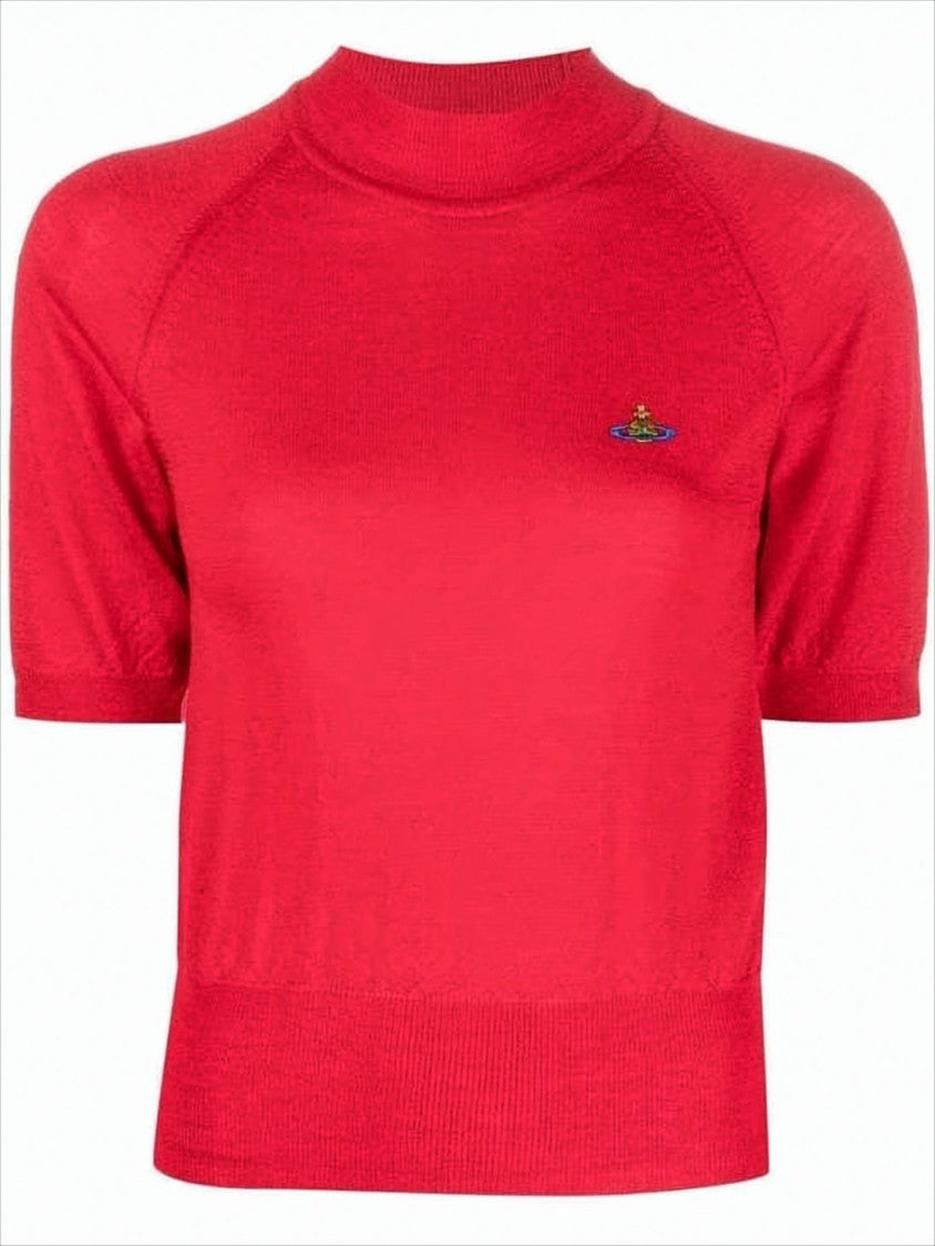 Vivienne Westwood Fitted Red Knit Sweater With High Neckline