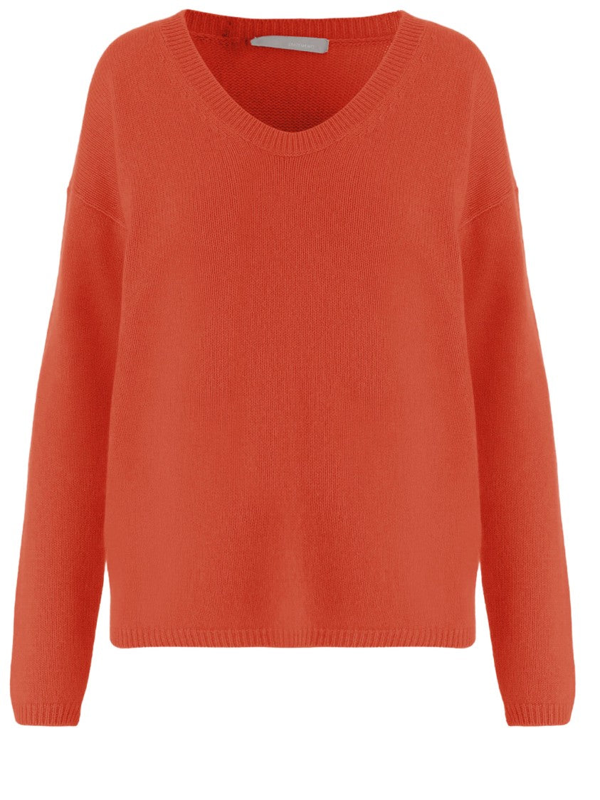 Allude V-Neck Cashmere Sweater With Ribbed Edges