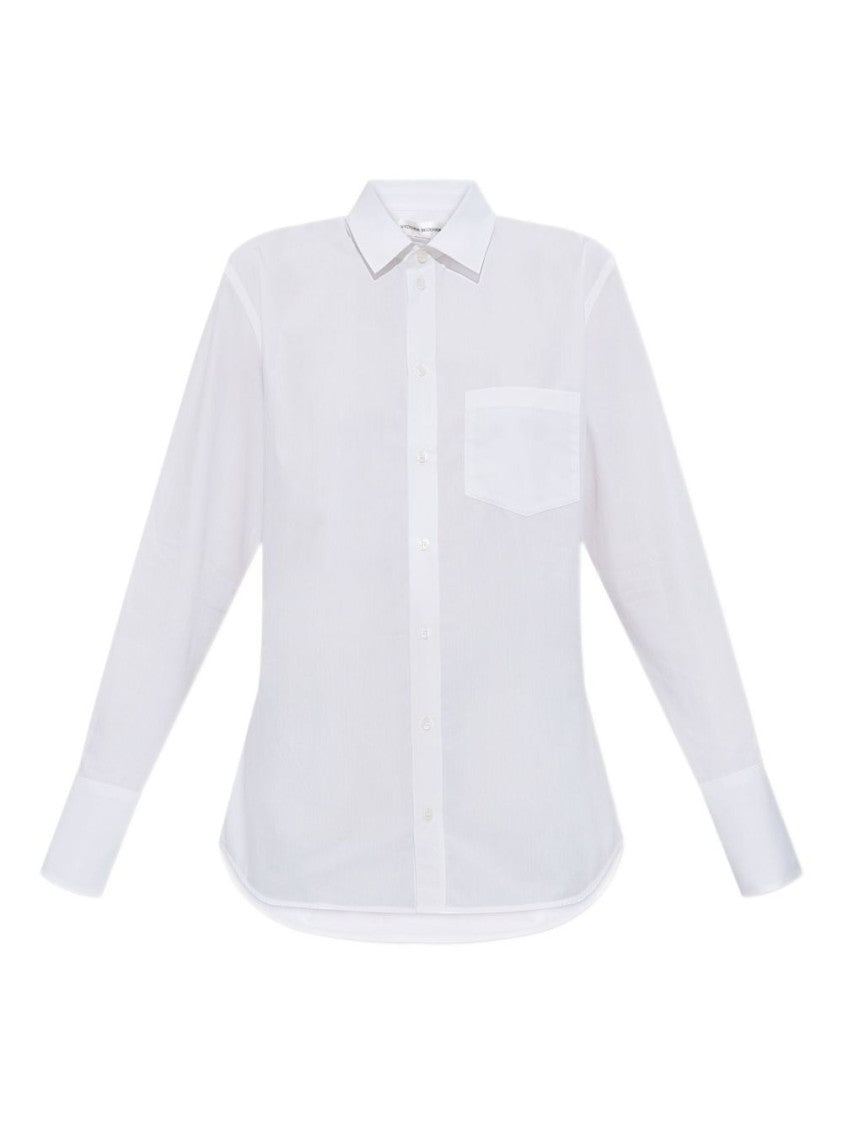 Victoria Beckham White Cotton Shirt With Unique Belt Detail