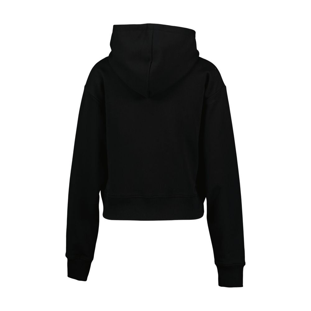 Balmain Cropped Vintage Print Hoodie With Drawstring