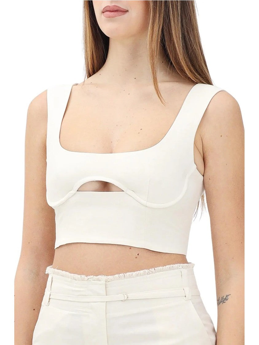 Patrizia Pepe White Viscose Linen Top