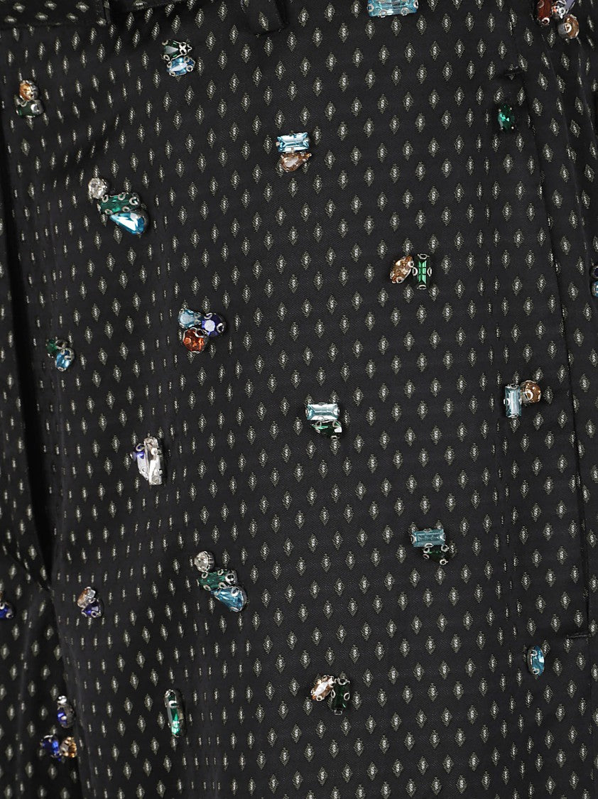 Dries Van Noten High-Rise Wide-Leg Trousers With Multicolor Strass Embellishments