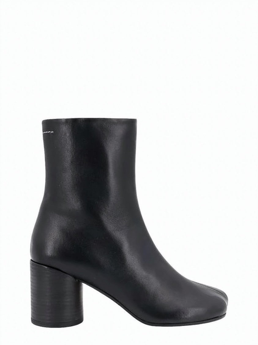 Mm6 By Maison Margiela Minimalist Black Leather Ankle Boots