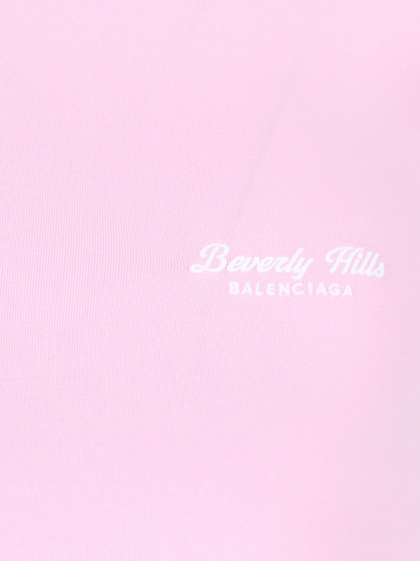Balenciaga "Beverly Hills" Stretch Jersey T-Shirt – Pink