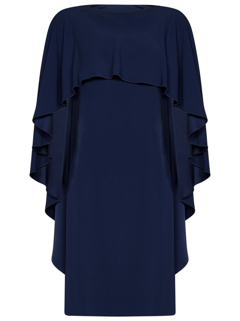 Alberta Ferretti Mini Dress Dramatic Cape Ruffled Trim