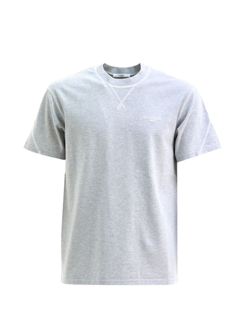 Givenchy Light Grey Crew Neck Short-Sleeve Cotton T-Shirt