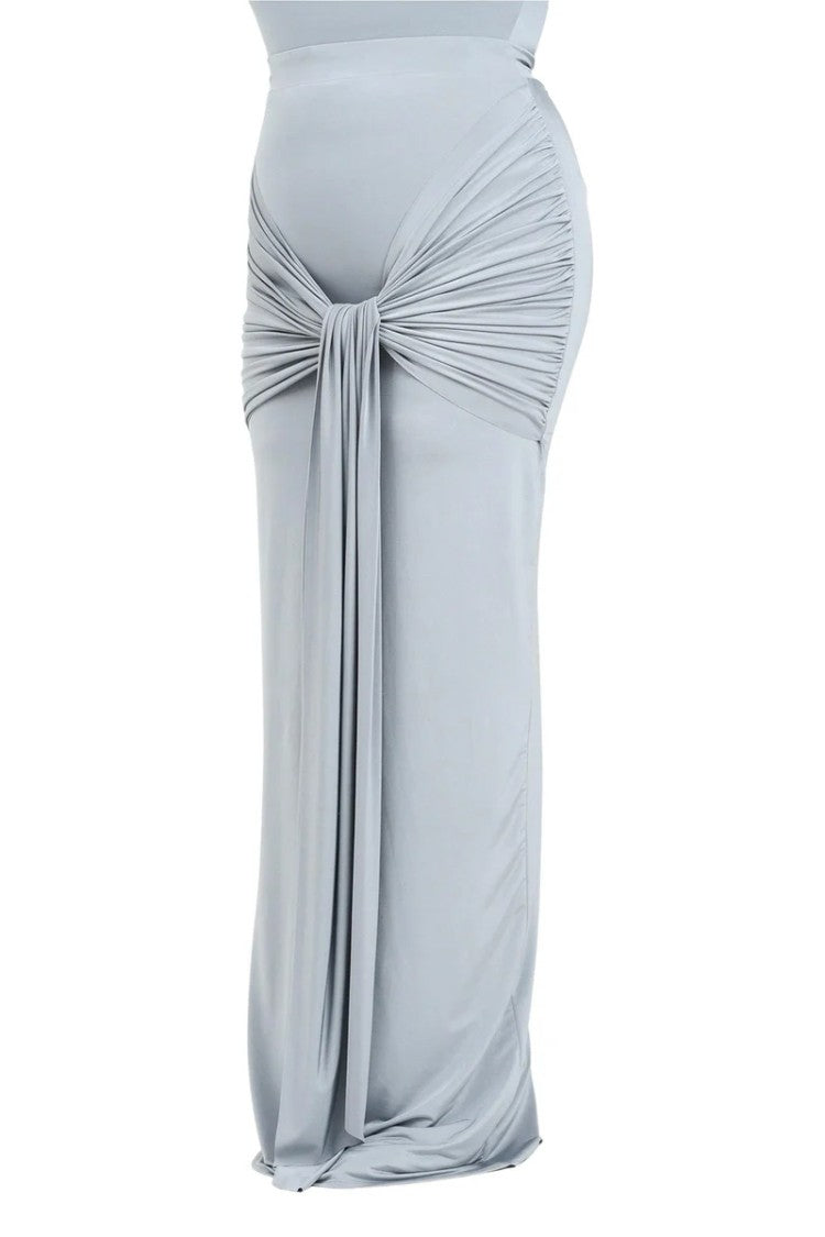 Santas* Grey Ruched Lycra Maxi Skirt