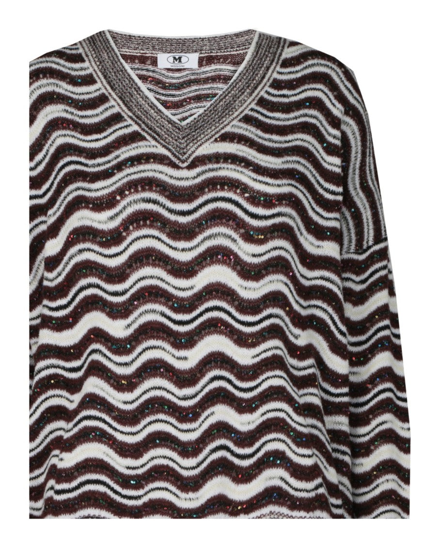 M Missoni Sequin Striped Oversized Sweater