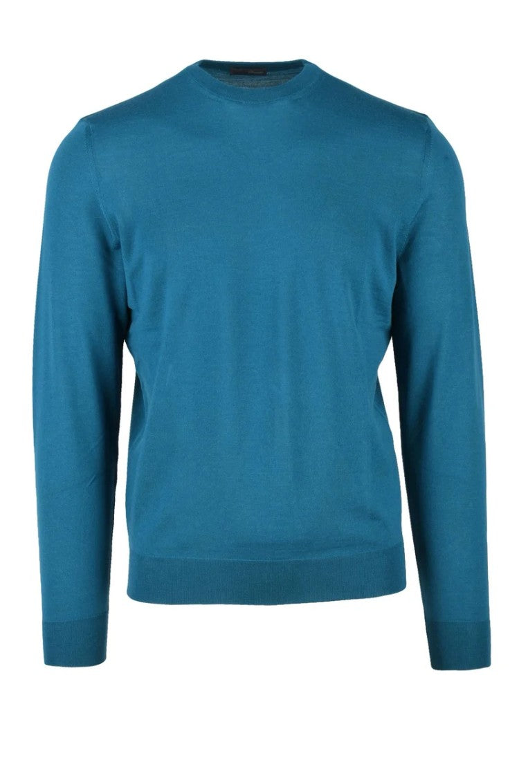 Drumohr Thin Merino Wool Crew Neck Pullover - Blue