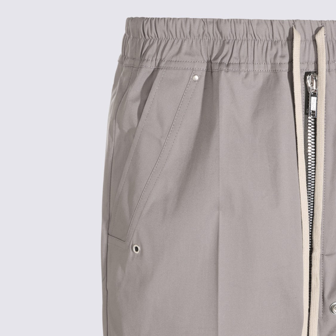 Rick Owens Tapered Fit Grey Trousers With Drawstring Accent