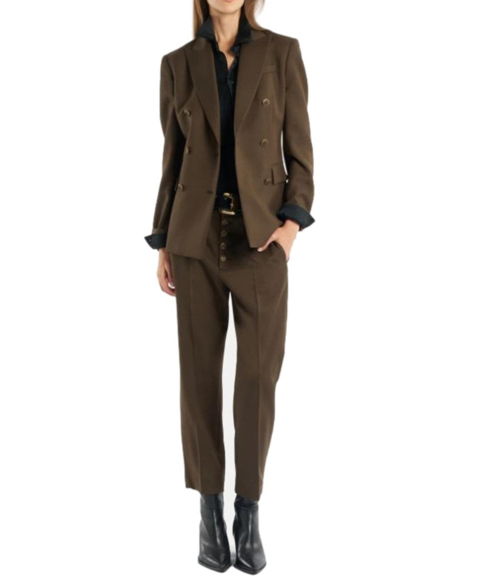 Dondup Tailored Brown Trousers With Cropped Length