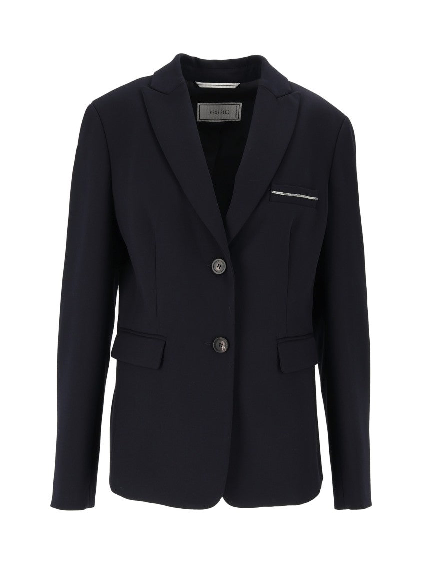 Peserico Blue Tailored Classic Lapel Blazer
