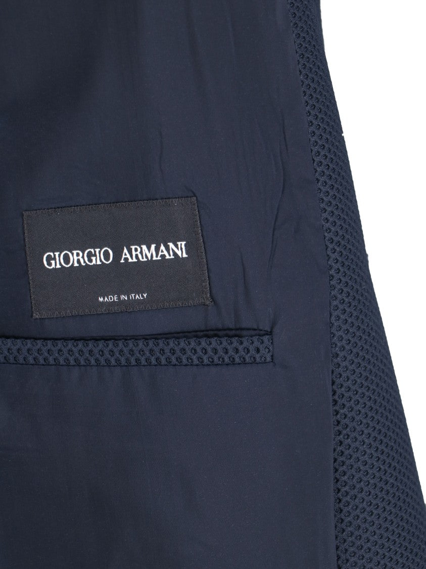 Giorgio Armani Mesh Single-Breasted Blazer – Navy