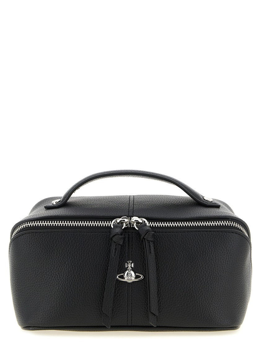 Vivienne Westwood Rectangular Hammered Pu Beauty Case With Orb Bas Relief