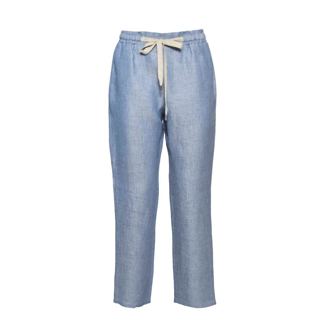 Barba Joke Straight Trousers In Light Blue Linen