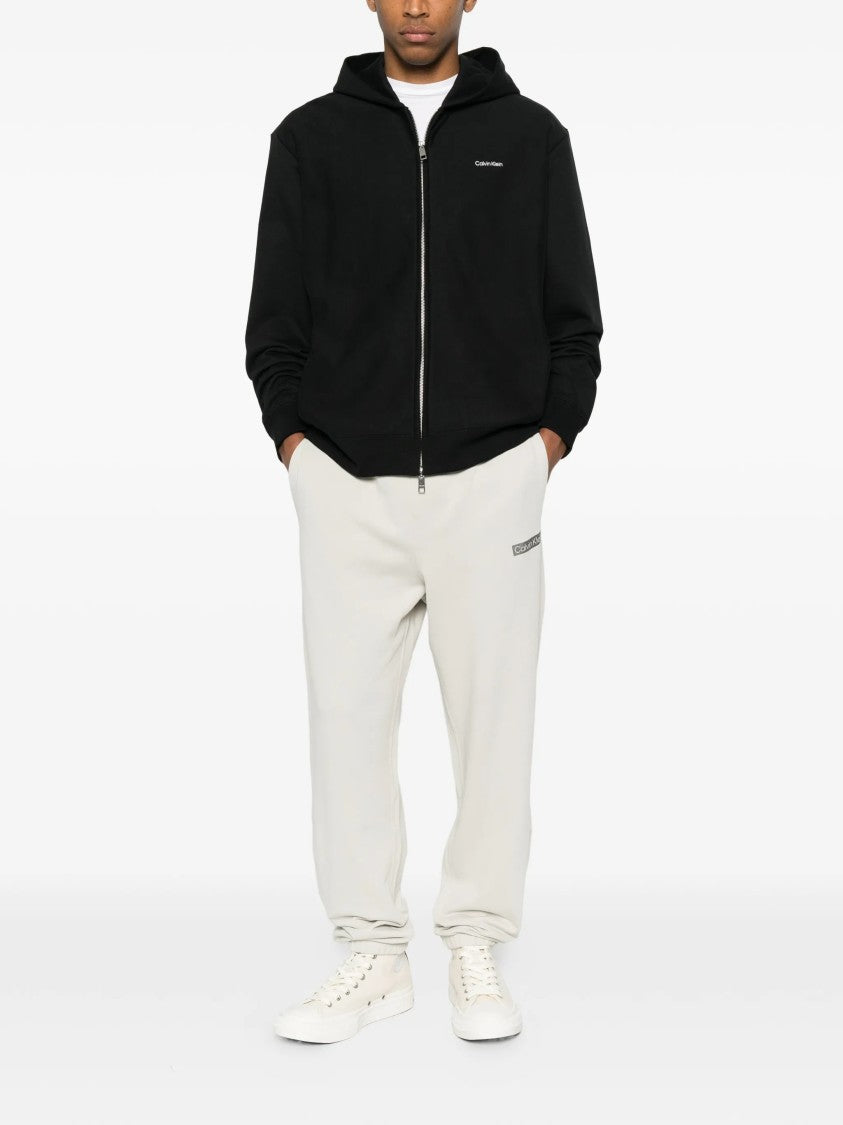 Calvin Klein Minimalist Black Hoodie With Full Front Zipper And Subtle Logo