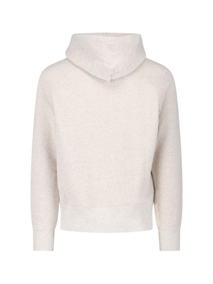 Autry Cropped Light Grey Hoodie Sweater With Relaxed Fit