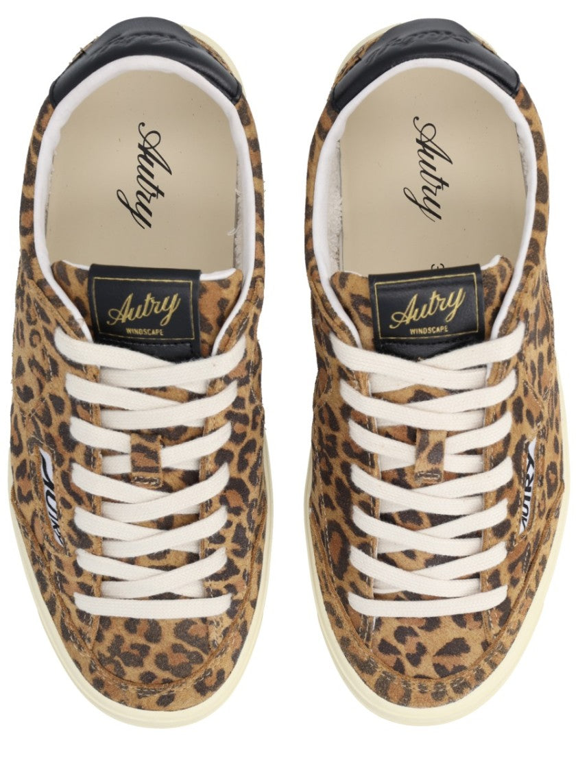 Autry Leopard Print Embossed Branding Sneakers