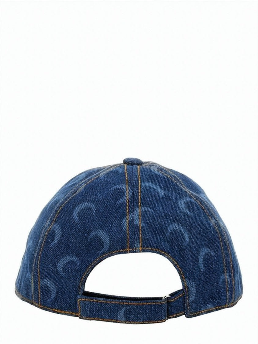 Marine Serre Denim Cap With Crescent Moon Pattern