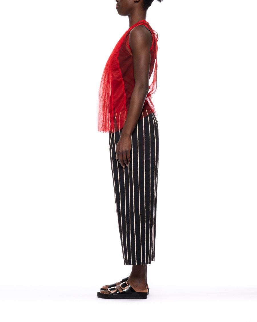 Maria Calderara Dual-Layer Top With Pleated Tulle Overlay