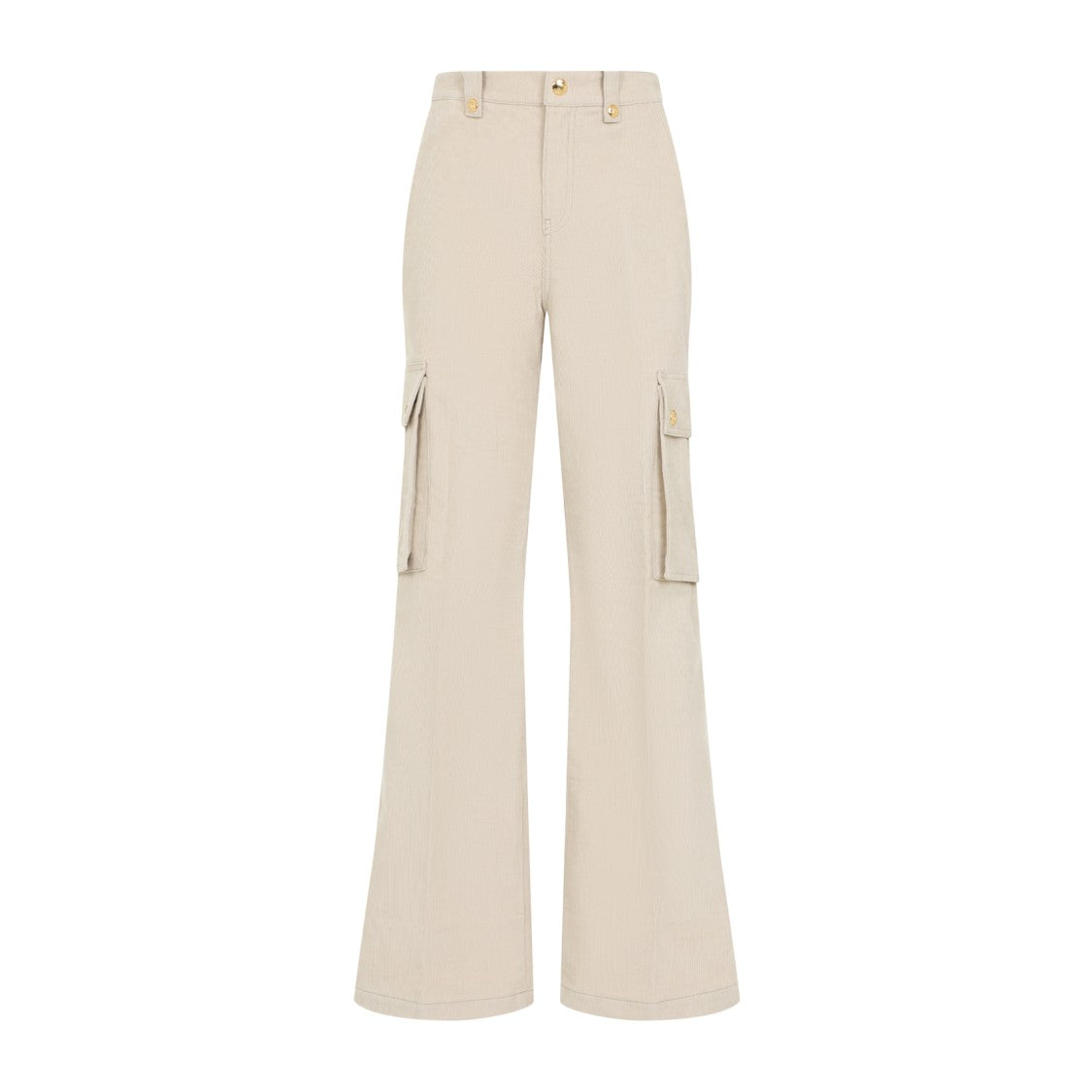 Celine Flared Beige Cotton Cargo Pants