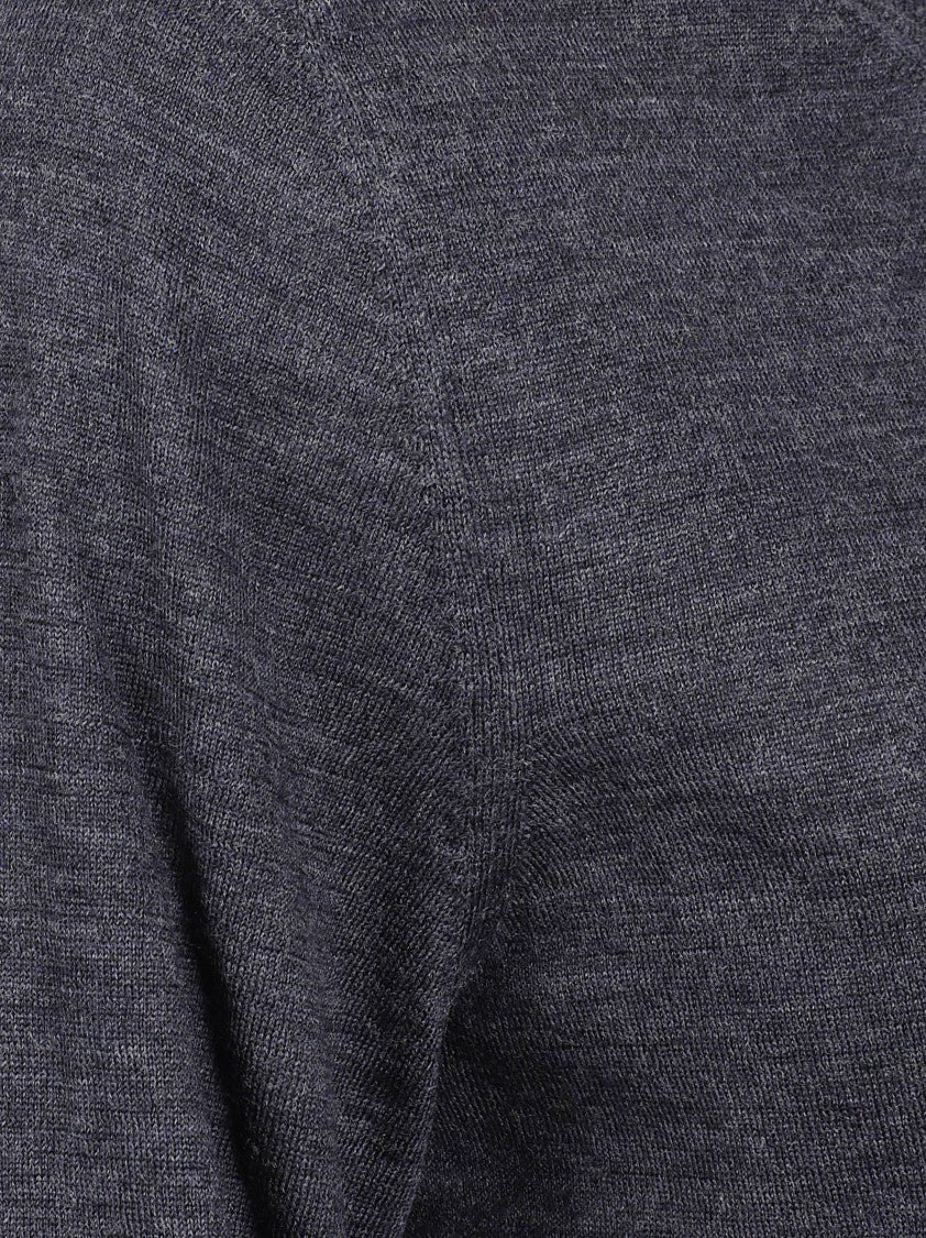 Maison Margiela Round Neck Sweater In Luxurious Blue Wool