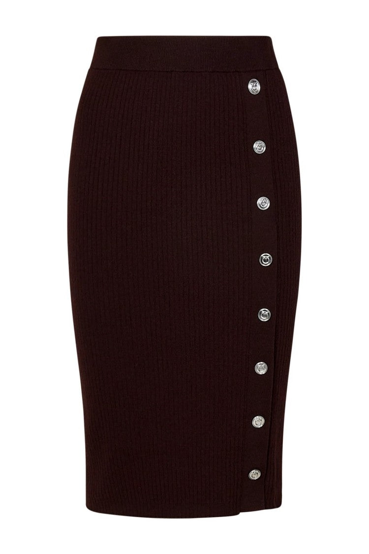 Pinko Dark Brown Wool-Blend Skirt