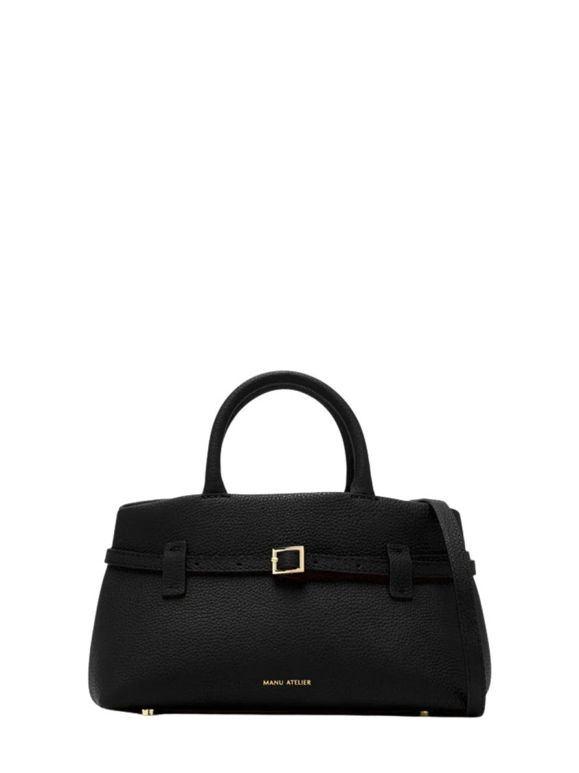 Manu Atelier Black Le Cambon 25 Hammered Leather Shoulder Bag
