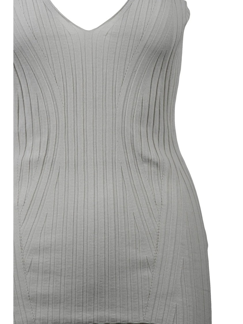 Alpha Studio Pearl Grey Ribbed Tank Top