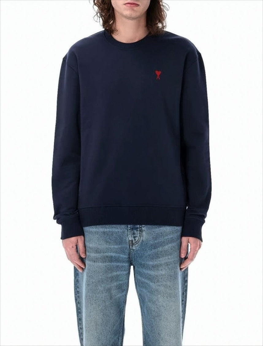 Ami Paris Relaxed-Fit Cotton Sweatshirt With Embroidered Heart