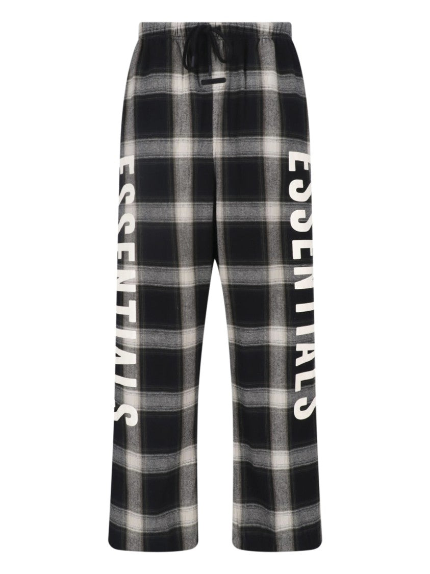 Fear Of God Essentials Graphite Plaid Cotton Wide-Leg Pants