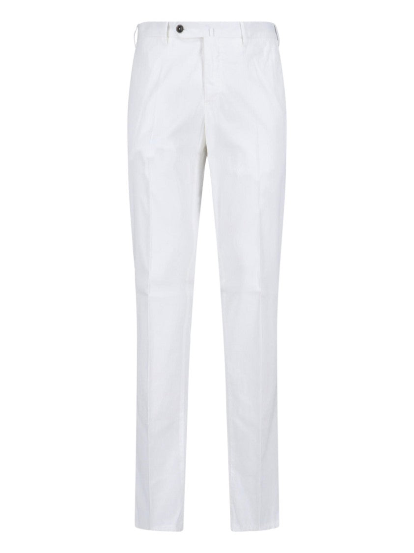 Pt Torino Lyocell/Cotton Straight Trousers – White