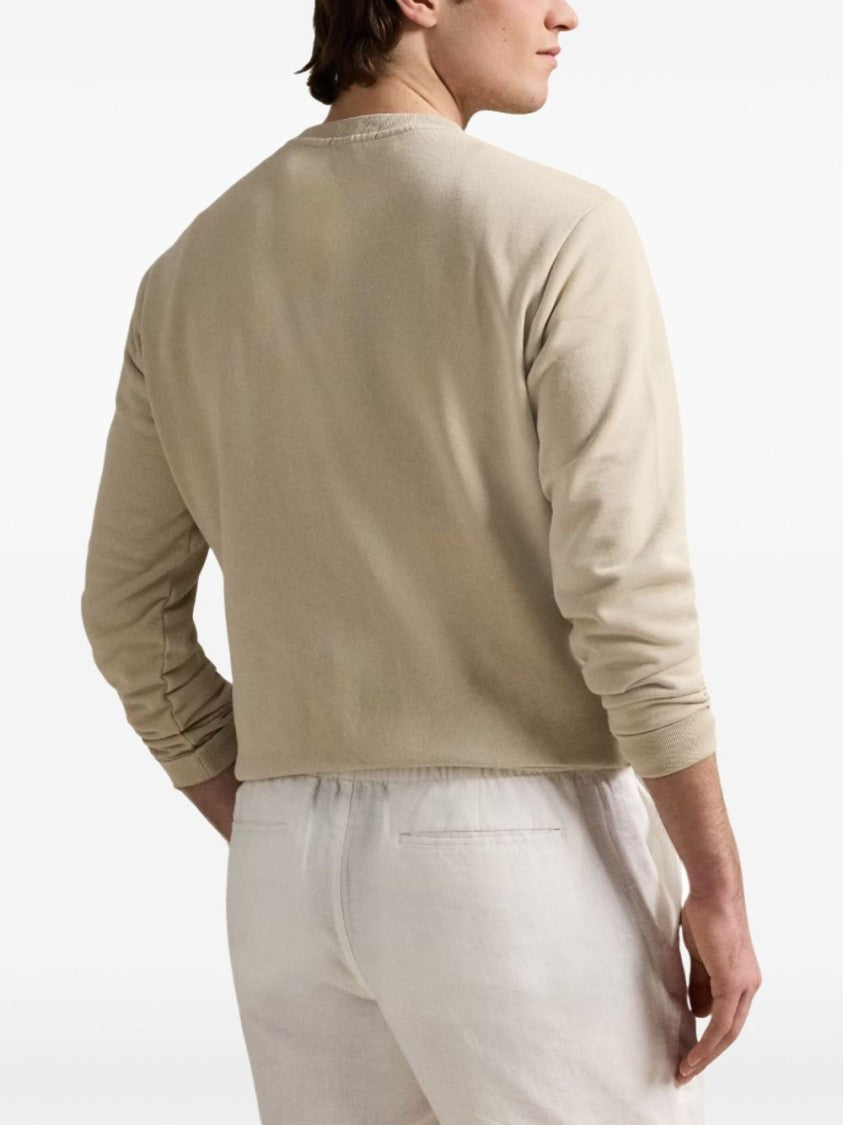 Polo Ralph Lauren Grey Cotton Crewneck Sweatshirt With Embroidery