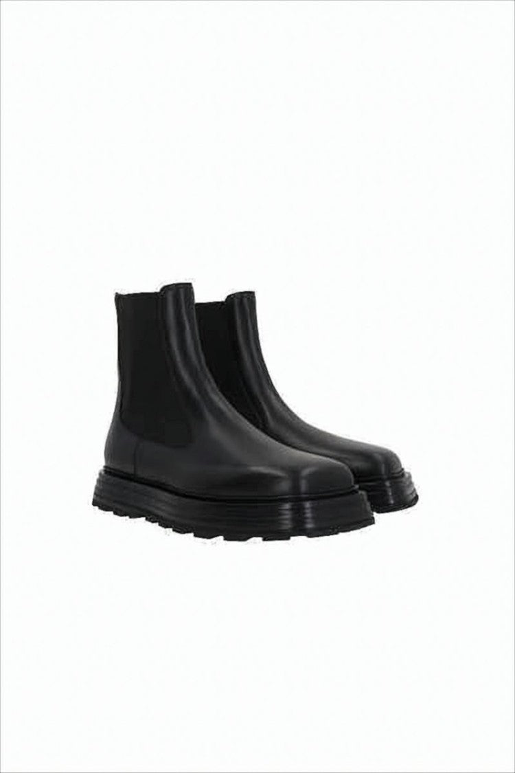 Jil Sander Smooth Leather Ankle Boots With Rounded Square Toe