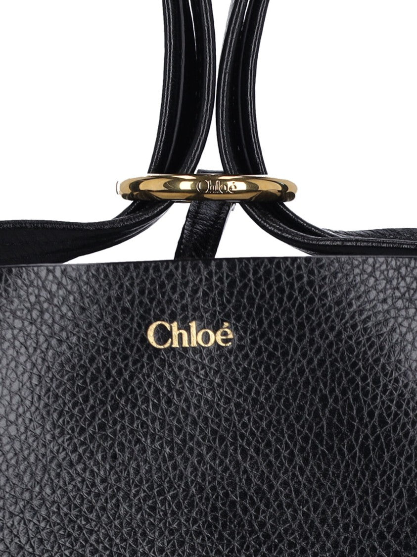 Chloé Black Spin Pebbled Leather Tote Bag