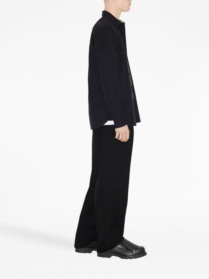 Burberry Black Checked Cotton Shirt With Classic Collar