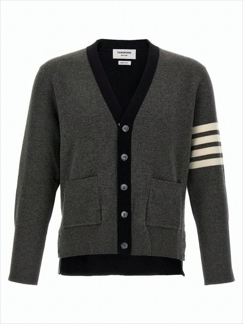 Thom Browne Classic V-Neck Cardigan With Striped Detailing