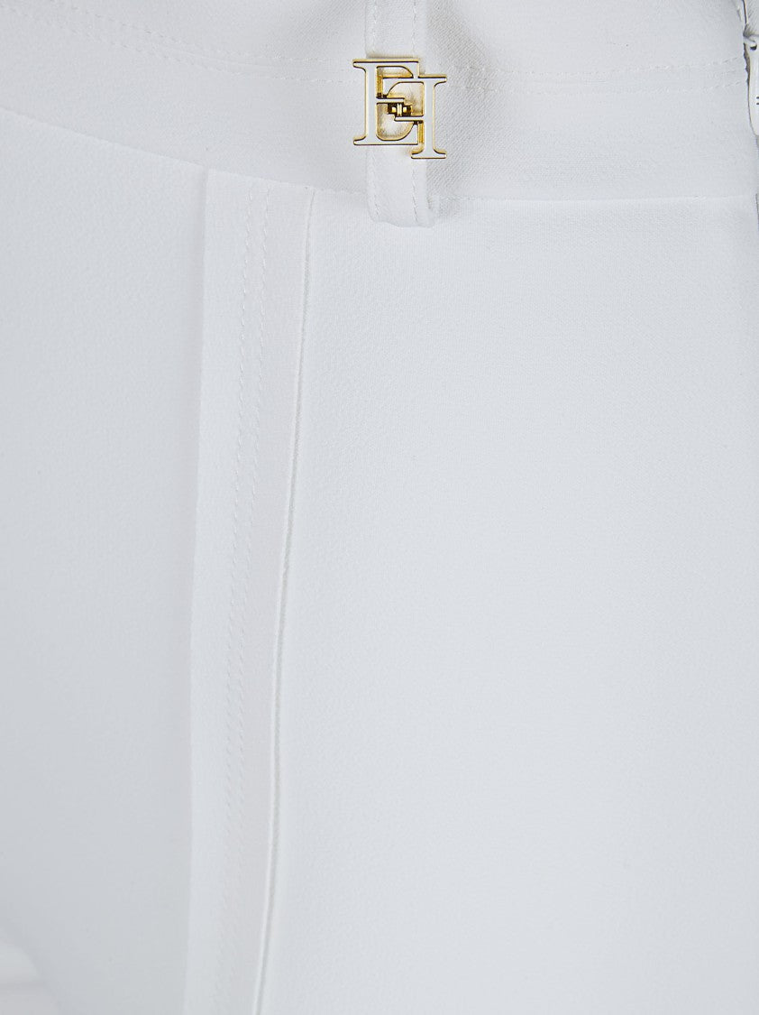 Elisabetta Franchi Double-Stretch Crepe Trousers With Logo Charm Detail