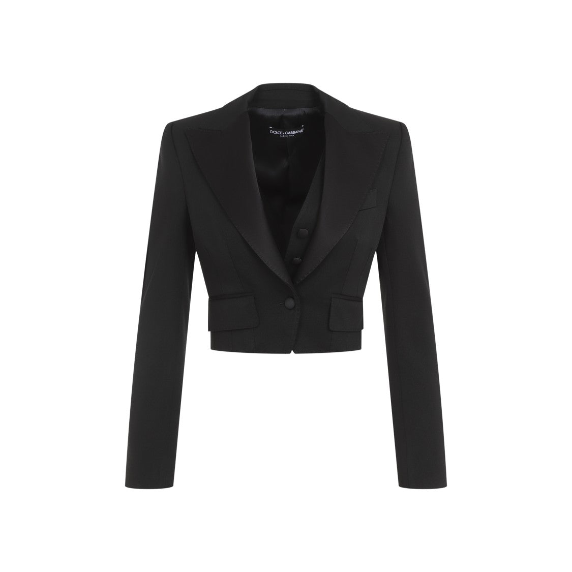 Dolce & Gabbana Cropped Blazer With Wool-Silk Blend And Tailored Fit