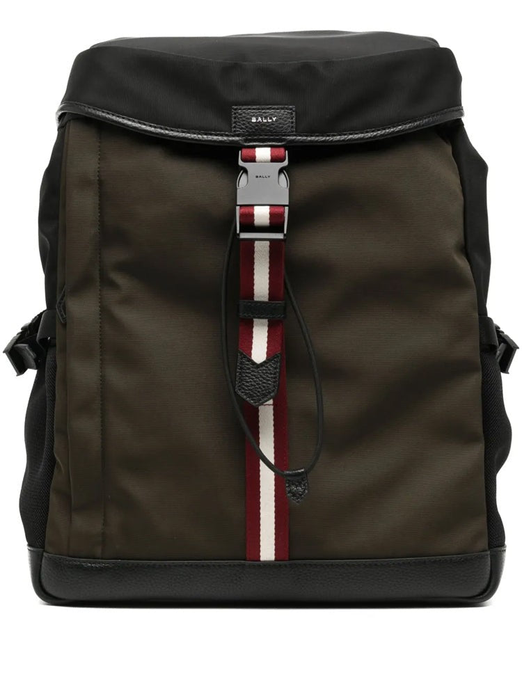 Bally Structured Leather Backpack With Bold Stripe Detail