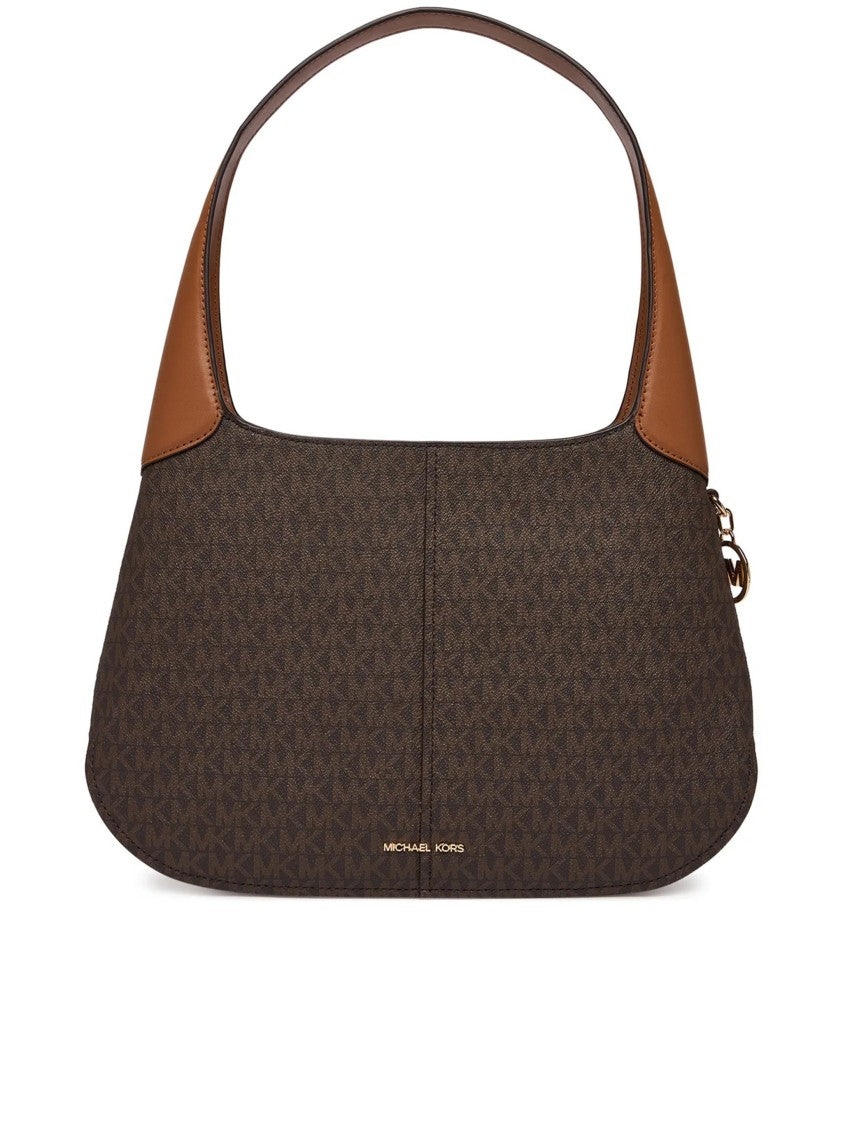 Michael Kors Dark Brown Monogram Curved Shoulder Bag