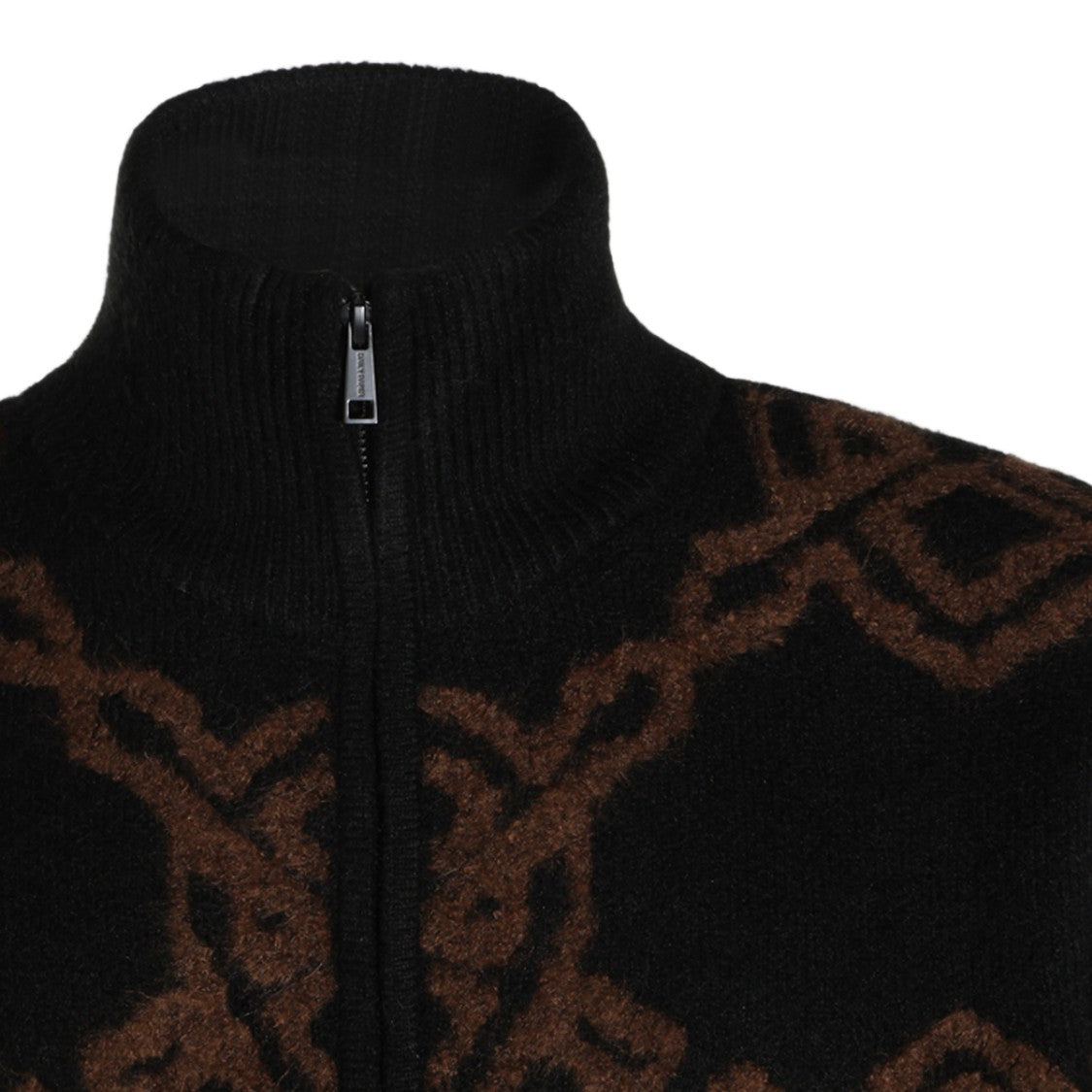 Daily Paper Black Chain-Link High Ribbed Collar Sweater