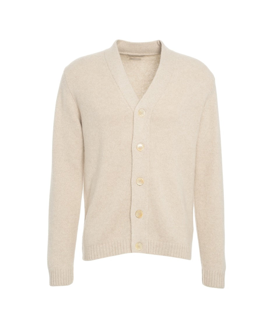 Daniele Fiesoli Beige Cashmere Cardigan With V-Neck