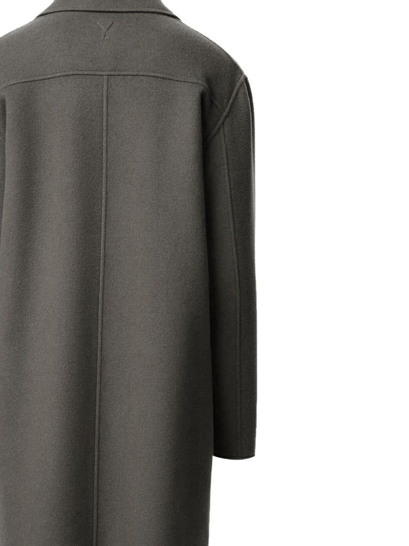 Ami Paris Grey Single Breasted Notched Lapel Coat