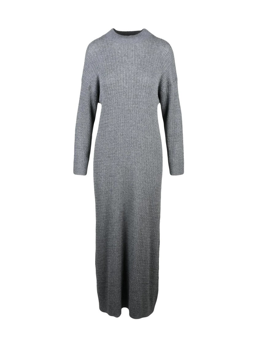 Indi & Cold Ribbed Long Knit Dress With Cozy Texture