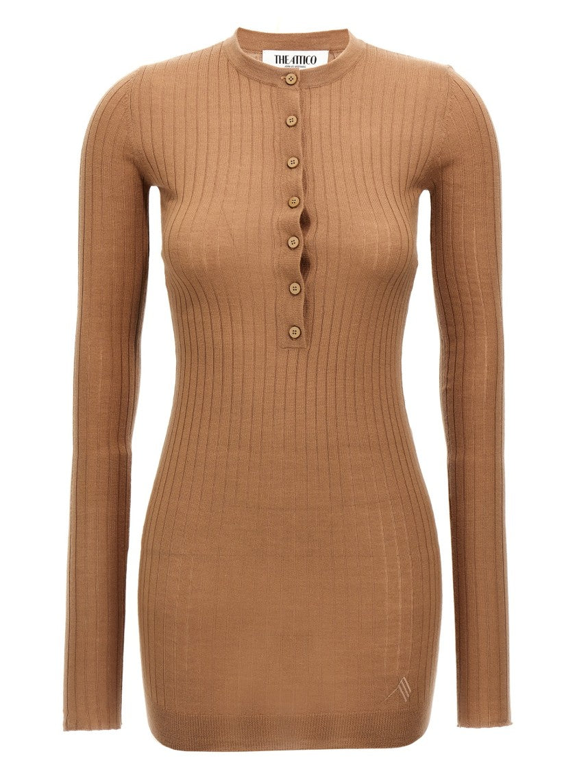 The Attico Ribbed Cashmere And Silk Knit Mini Dress