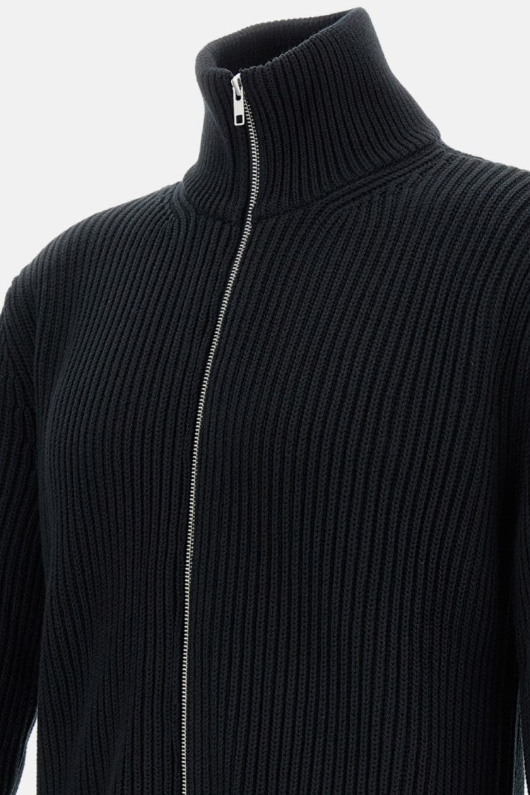 Mm6 By Maison Margiela Ribbed Wool High-Neck Zip-Up Sweater